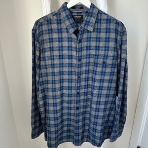 Nordstrom Men's Shop Blue and Gray Checkered Lightweight Shirt Size XL